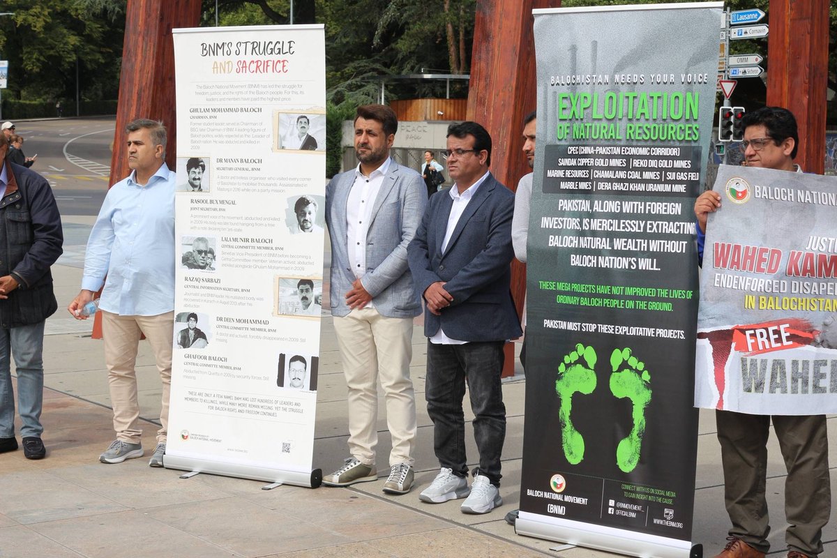 Muhamma39326957's tweet photo. Second day of @BNMovement_ activities in Geneva:
Protest in front of UN Office
Photo Exhibition on Human rights abuses and political deprivation in #Balochistan
Speakers demanded restoration of rights and freedom for Balochistan

#BIC7
#HRC60
#BNMatUN2025 https://t.co/FrUXn8k50j