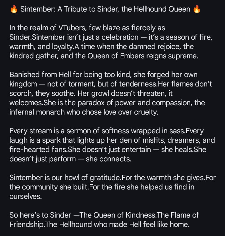 A tribute to sinder for sintember