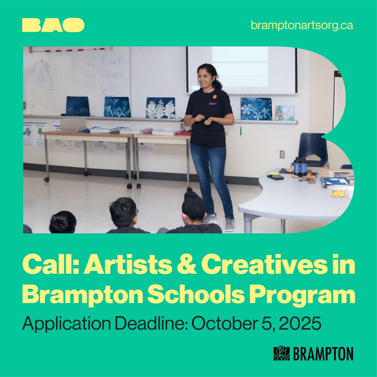 Calling ALL Brampton Artists, Creatives, Collectives, and Arts &amp; Culture Organizations!

BAO is seeking proposals for art-based programming to be held in Brampton schools, from kindergarten to grade 12. 

Learn more &amp; apply here bramptonartsorg.ca/opportunities/…

#Brampton #BramptonArtist