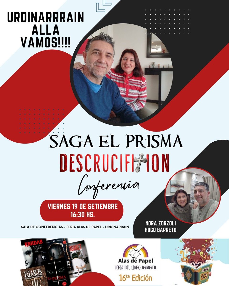 🔥📖 ¿Te animás a entrar al lado oscuro de la lectura?
📍 Feria Alas de Papel – Urdinarrain
🎤 Nora Zorzoli &amp; Hugo Barreto
#Misterio #suspenso #Terror #libros #SagaElPrisma
<a href="/eldiagchu/">El Día de Gchú</a> 
<a href="/UNOentrerios/">Diario UNO</a> 
<a href="/cristalurdi/">Radio Cristal Urdi</a> 
<a href="/infobaecultura/">Infobae Cultura</a> <a href="/muniurdi/">Muni Urdinarrain</a>
<a href="/CulturaPR/">Cultura Paraná</a>
<a href="/radio9digital/">Radio 9 Digital</a>
<a href="/RGualeguaychu/">Radio Club Gualeguaychu</a>