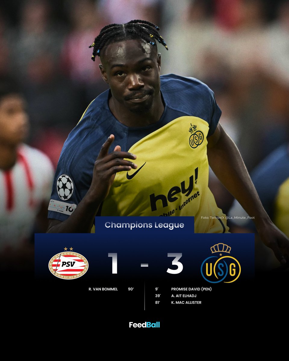 feedballid's tweet photo. Hasil Champions League Malam Ini!
3️⃣ Arsenal &amp; Madrid amankan 3 poin penting.

#ChampionsLeague #UCL #Arsenal #RealMadrid #Marseille #UnionStGilloise #FeedBall https://t.co/tE9Ve5rLIV