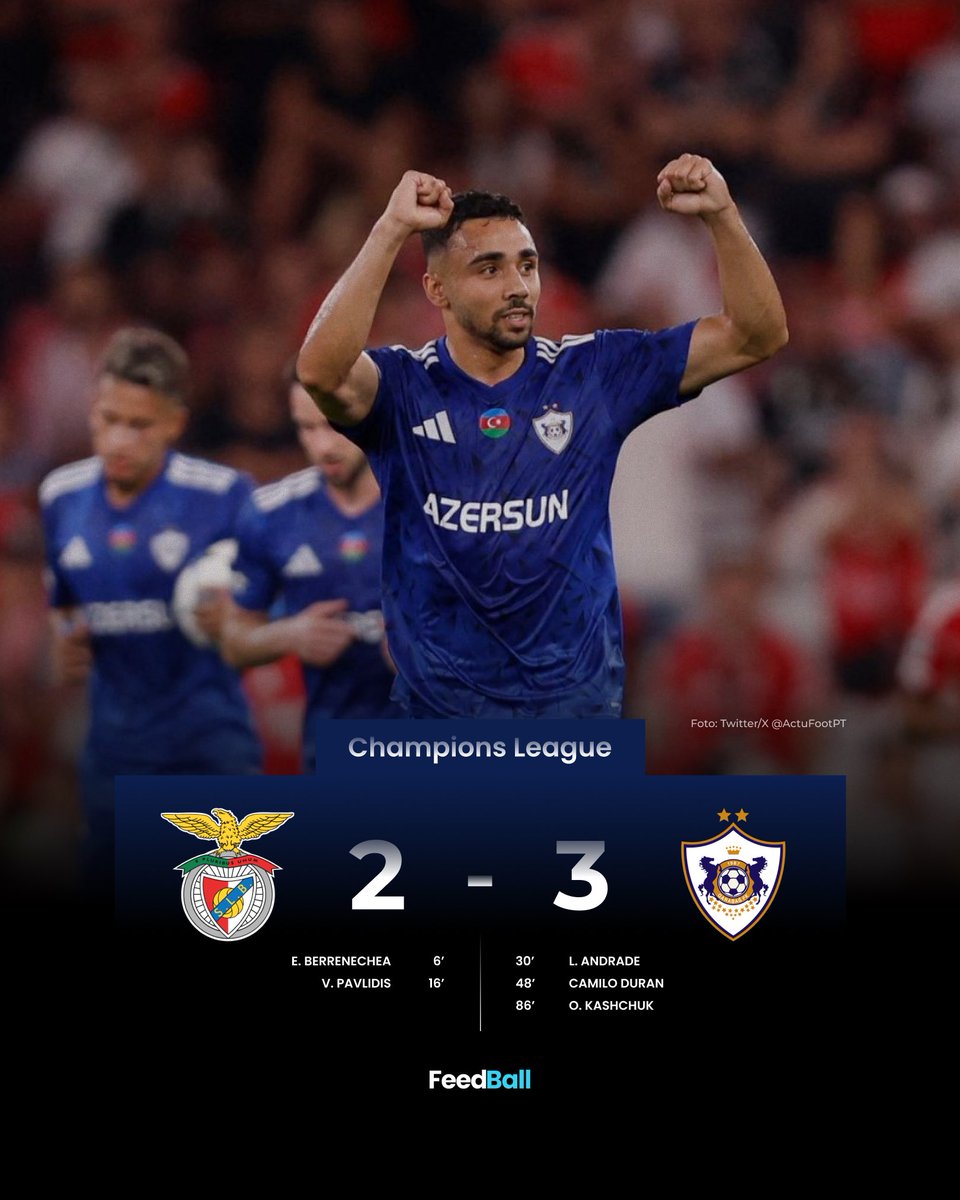 feedballid's tweet photo. Hasil Champions League Malam Ini!

🔥Drama Juve vs Dortmund berakhir 8 gol!
🇦🇿 Qarabag catat kemenangan bersejarah di markas Benfica.

#ChampionsLeague #UCL #Juventus #Dortmund #Tottenham #Benfica #Qarabag #FeedBall https://t.co/LhsQU0SIam