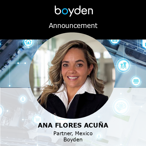 Announcement: We welcome Ana Flores Acuña as Partner, #BoydenMexico. With 20 yrs in executive search, Ana specializes in the industrial sector, leading C-level / senior searches in aerospace, automotive, oil &amp; gas, logistics, mining, and manufacturing >>  boyden.com/ana-flores-acu…