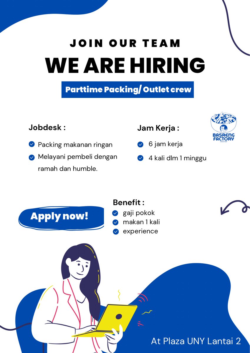 kipasmatiii's tweet photo. @UGM_FESS Info part time nih.
Lokasi: Plaza UNY – Jl. Affandi
Siapa tau ada yang cocok https://t.co/XTbre06kjN