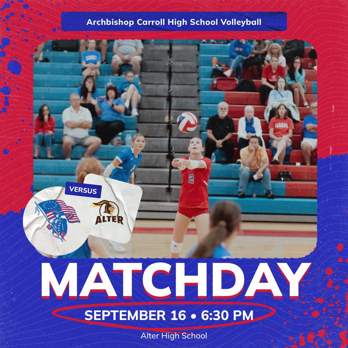 Carroll volleyball takes on GCL rival Alter in a triple header on the road. Freshmen start at 4:30! Varsity won last night at Middletown Christian in straight sets!

<a href="/carrollpatriots/">Archbishop Carroll High School</a> @carrollathdept <a href="/gclcoedsports/">GCL Co-Ed League</a>

#voicesringing #rollpats