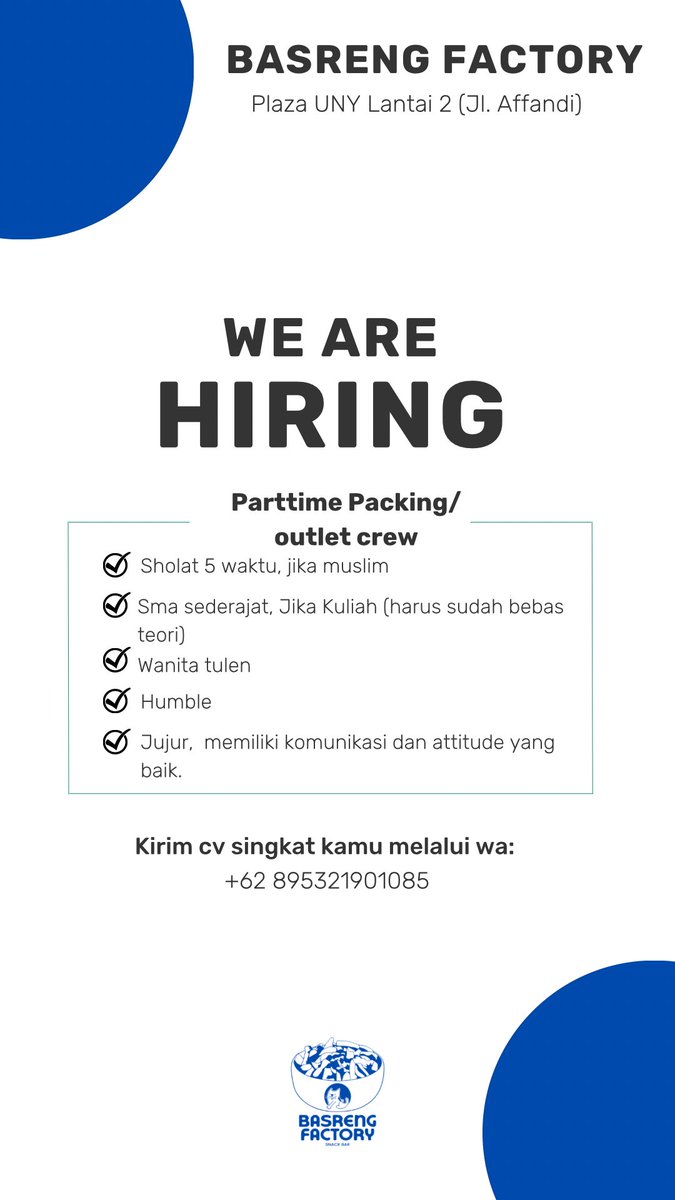 kipasmatiii's tweet photo. @UGM_FESS Info part time nih.
Lokasi: Plaza UNY – Jl. Affandi
Siapa tau ada yang cocok https://t.co/waRKxGHCgZ