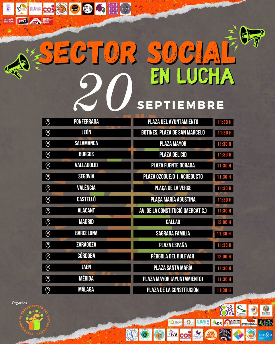 📢 SECTOR SOCIAL EN LUCHA 📢
#SectorSocialEnLucha #20S #SinDerechosLaboralesNoHayDerechosSociales
<a href="/BierzoEduso/">Eduso Bierzo</a> <a href="/Copesaeduso/">CoPESA</a> <a href="/8Bierzo/">La 8 Bierzo</a> <a href="/bierzo24com/">Bierzo24</a> <a href="/Infobierzo/">InfoBierzo.com</a> <a href="/BierzoDiario/">BierzoDiario</a> <a href="/ondabierzo/">Onda Bierzo OndaCero</a> <a href="/A3Noticias/">Antena 3 Noticias</a> <a href="/informativost5/">Informativos Telecinco</a> <a href="/sextaNoticias/">laSexta Noticias</a> <a href="/LaRevuelta_TVE/">La Revuelta</a> <a href="/telediario_tve/">Telediarios de TVE</a> <a href="/UNED/">UNED</a> <a href="/EducacionUNED/">Facultad de Educación de la UNED</a>