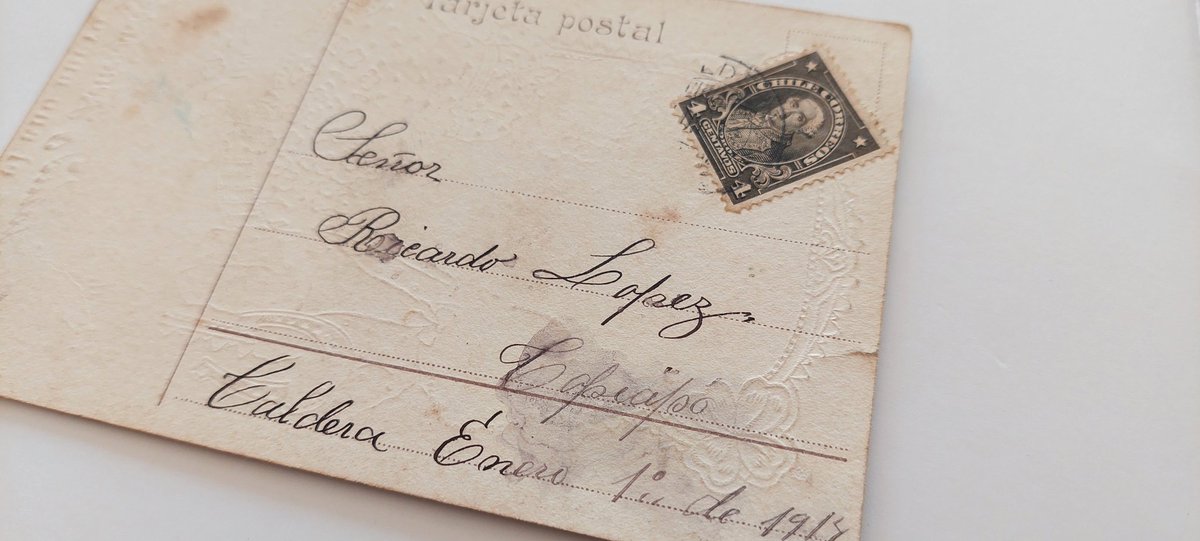 Hermosa tarjeta postal 📬 emitida en Caldera 🇨🇱 con destino: Copiapó, con fecha 01 de enero de 1914. #Historia
