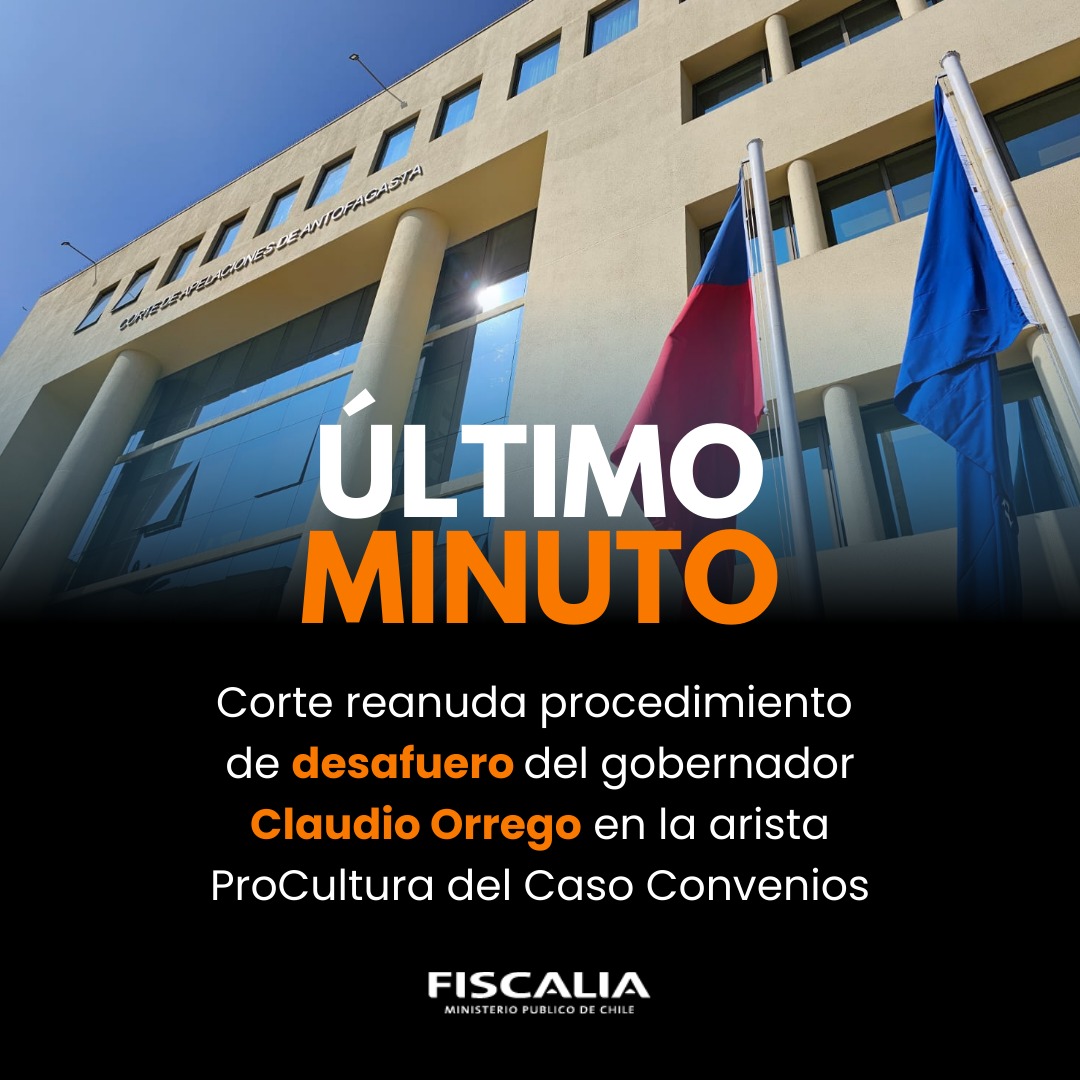 FRANTOFAGASTA's tweet photo. La Corte de Apelaciones de #Antofagasta resolvió reanudar la tramitación del desafuero del gobernador metropolitano, Claudio Orrego, en la arista ProCultura de #CasoConvenios. El Fiscal Regional, Juan Castro Bekios, valoró la decisión del tribunal de alzada. https://t.co/N97K0JXzJO