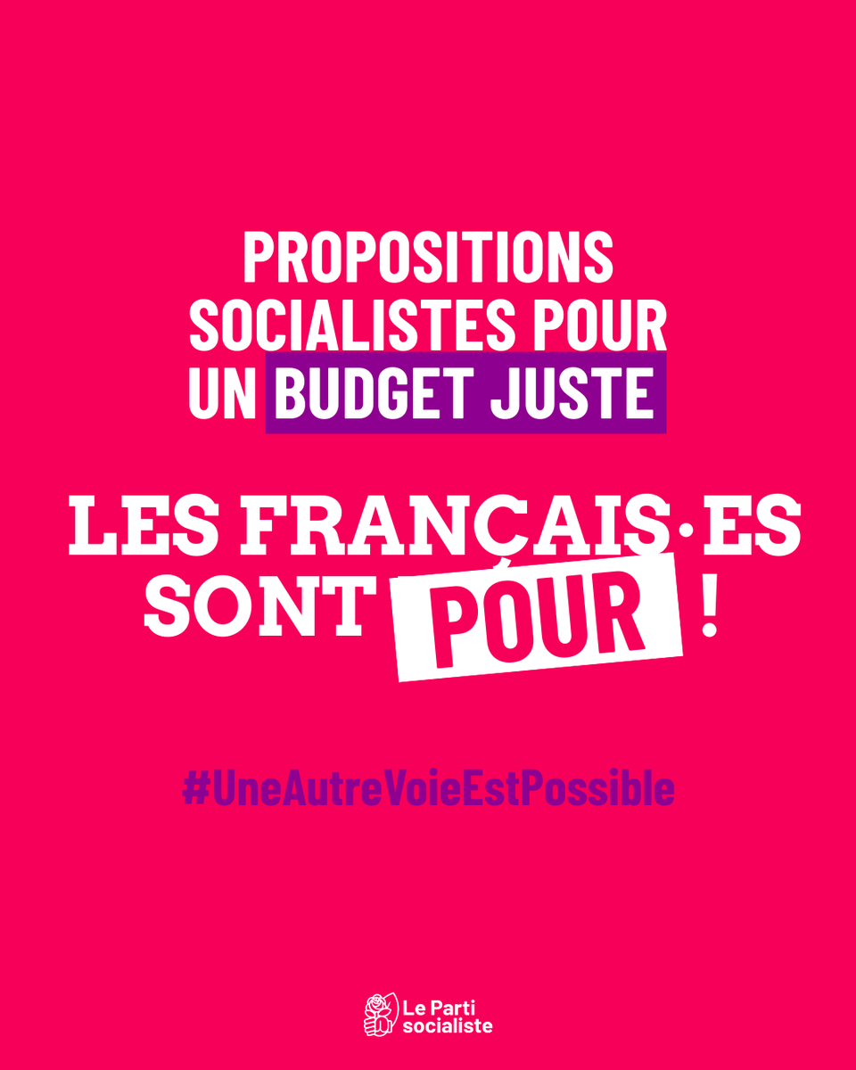 Parti socialiste (@partisocialiste) on Twitter photo ✊Oui, il existe une majorité pour la justice sociale et fiscale !
Un sondage <a href="/IfopOpinion/">Ifop Opinion</a> le confirme : les mesures budgétaires que nous portons sont soutenues par une large majorité des Français·es !
Et vous <a href="/SebLecornu/">Sébastien Lecornu</a>, les soutiendrez-vous ?
👉 leparisien.fr/politique/une-… ✊Oui, il existe une majorité pour la justice sociale et fiscale !
Un sondage <a href="/IfopOpinion/">Ifop Opinion</a> le confirme : les mesures budgétaires que nous portons sont soutenues par une large majorité des Français·es !
Et vous <a href="/SebLecornu/">Sébastien Lecornu</a>, les soutiendrez-vous ?
👉 leparisien.fr/politique/une-…