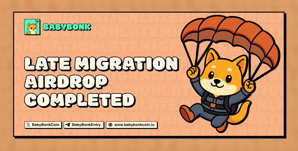 BabyBonkCoin's tweet image. BabyBonk Airdrop Migration Continues: 

We have completed the second late airdrop at a value of 1:1 with the same ratio as the original migration (1:1,000,000).

✅ Holders who sent their old tokens to the wallet address posted on swap.babybonkcoin.io have already received…