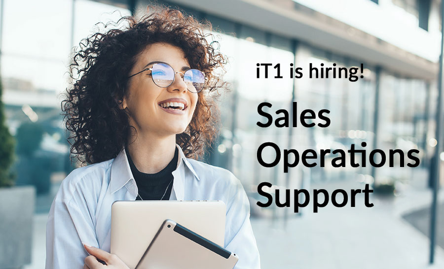 iT1 seeks Sales Operations Support to assist our sales team!
go.it1.com/careers
Responsibilities include processing sales orders, invoicing, tracking shipments, managing returns, handling reconciliation, AP/AR, and other related tasks.