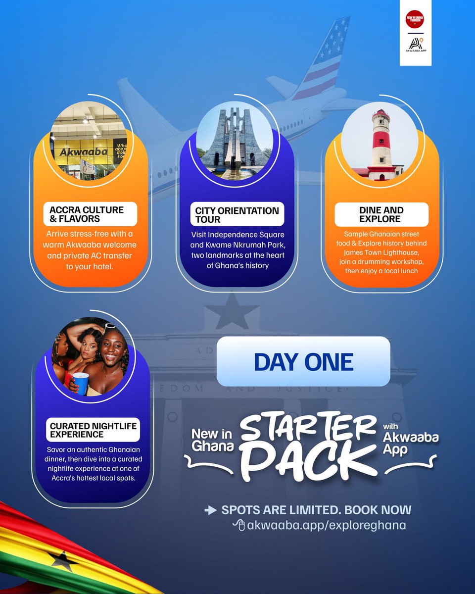 AkwaabaApp's tweet image. Planning a trip to Ghana and not sure where to start? We’ve made it ridiculously easy with the Akwaaba Starter Pack - your all-in-one welcome experience 🇬🇭💼 

Here’s what you get: 

✅ Free airport pickup

✅ Curated 2 day itineraries

✅ 24/7 Wifi

✅ On-demand support

Whether…