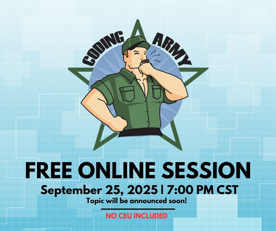 CLC_Concepts's tweet image. Join our Coding Army FREE Online Session on September 25, 2025 at 7:00 PM CST — topic will be announced soon (no CEU included).