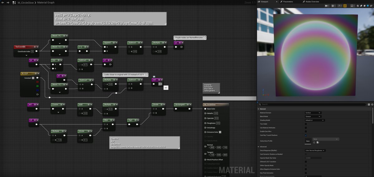 DrkFX's tweet photo. Another lovely shader from @XorDev 🍻👍, ported to Unreal Engine.
==  
Download M_CircleGlow from https://t.co/R6Lk2qZ6DQ
Source code screenshot: https://t.co/atZepOSAMT