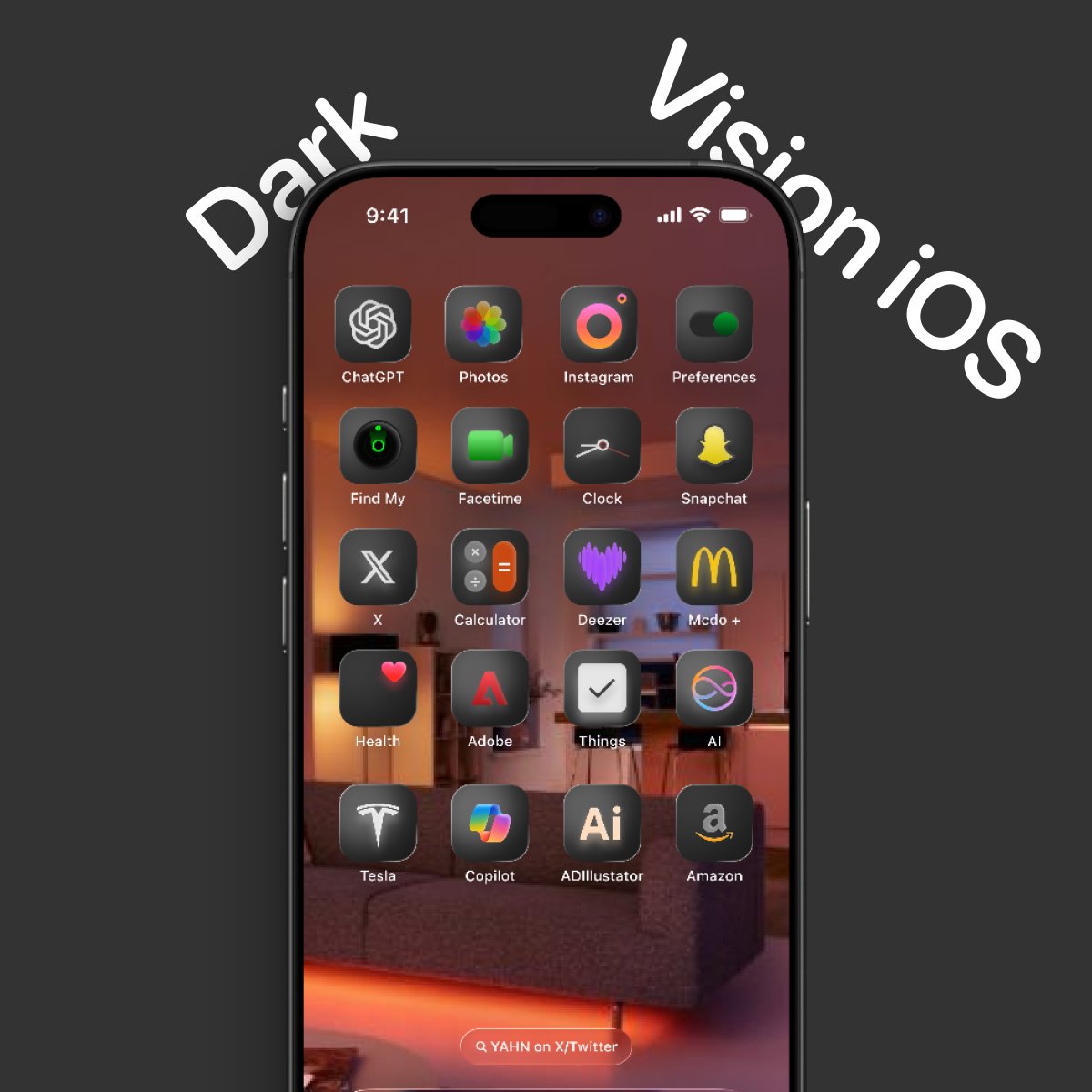 The new Dark Vision iOS pack is now available for everyone, it's tailored for iOS 26 and I had some time on the commute to publish it.

Updates are coming soon to several packs so stay tuned! 

To get it, the link is in the comments or on the link in my profile description.