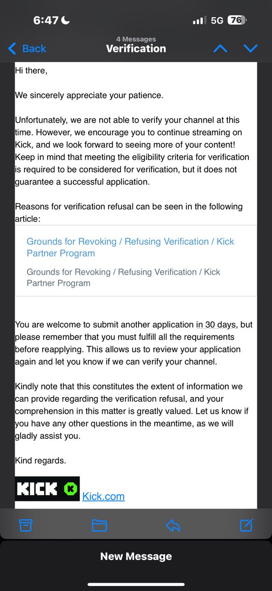 Just wanna say thank you so much to kick for the 20th denial I feel so honoured to have hit this number I really think I can hit the triple digits W kick <a href="/KickStreaming/">Kick</a> <a href="/KickRetweetz/">KickRetweetz</a> #kick #KickStreaming #NotVerified