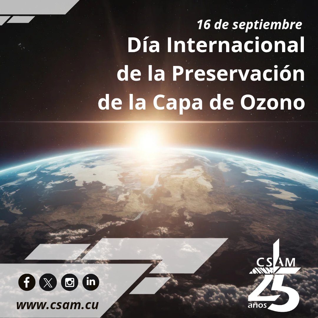 La capa de ozono es una franja de gas muy frágil que protege la vida en el planeta‼️
.
.
.
#capaozono #Cumplimos25 #25deCompromiso #25XlaSostenibilidad #25XlaCalidad #25XlaInnovacion #25XlaResponsabilidadSocioAmbiental #CSAM #AMACuba #CitmaCuba