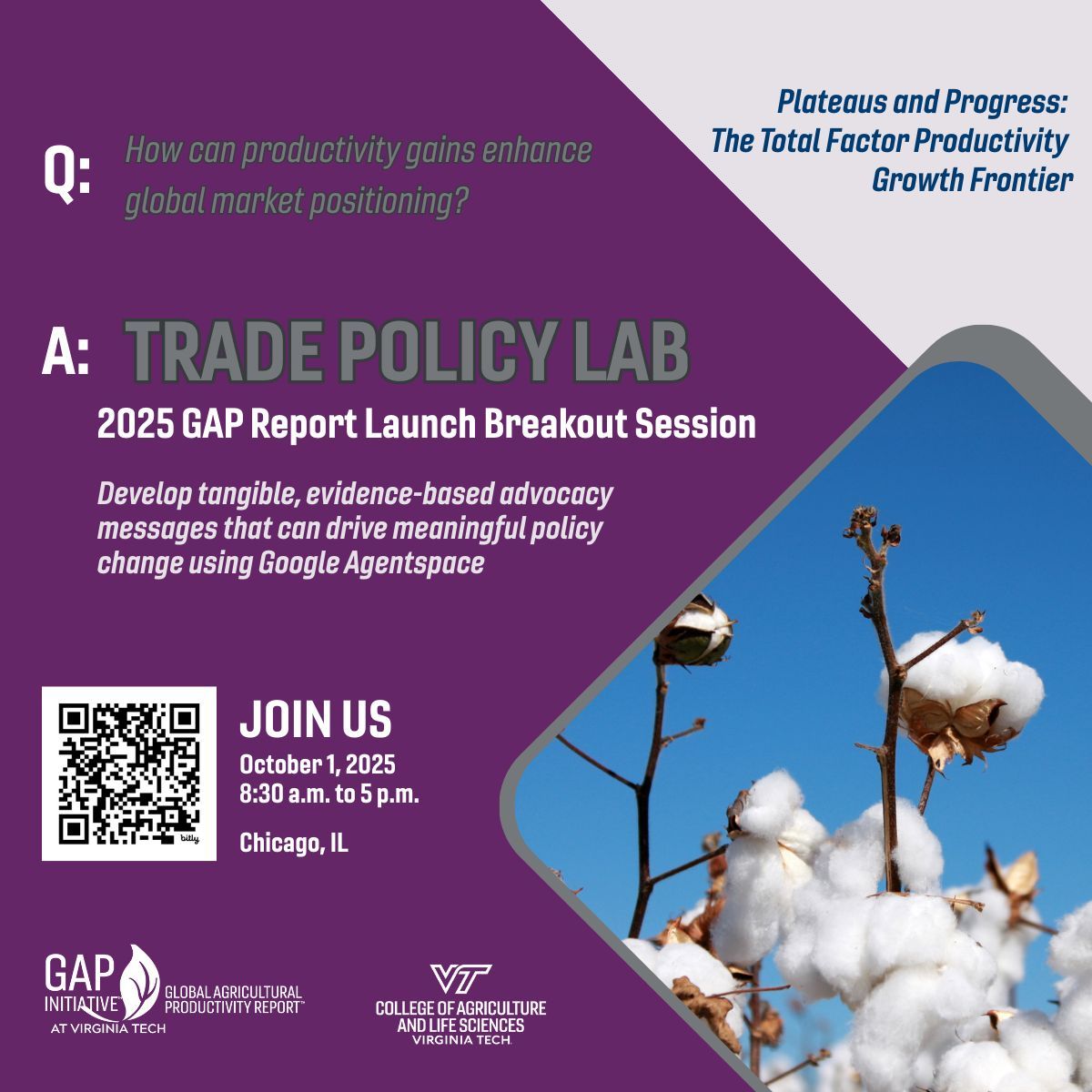 How can productivity gains enhance global market positioning❓

Sign up for the #Trade Policy Lab at the GAP Report Launch, #Chicago Oct 1. Use Google #Agentspace to find data-driven answers.   

Register today: globalagriculturalproductivity.org/2025-gap-repor… 

#Agriculture #farming #sustainability