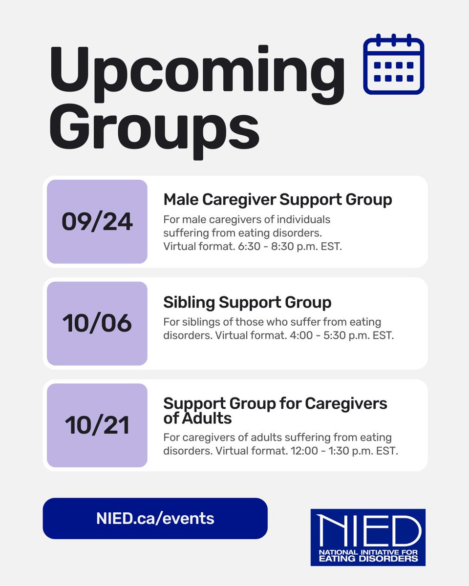🗓️ Upcoming Groups at NIED⁣
🔗 Learn more at register at NIED.ca/events