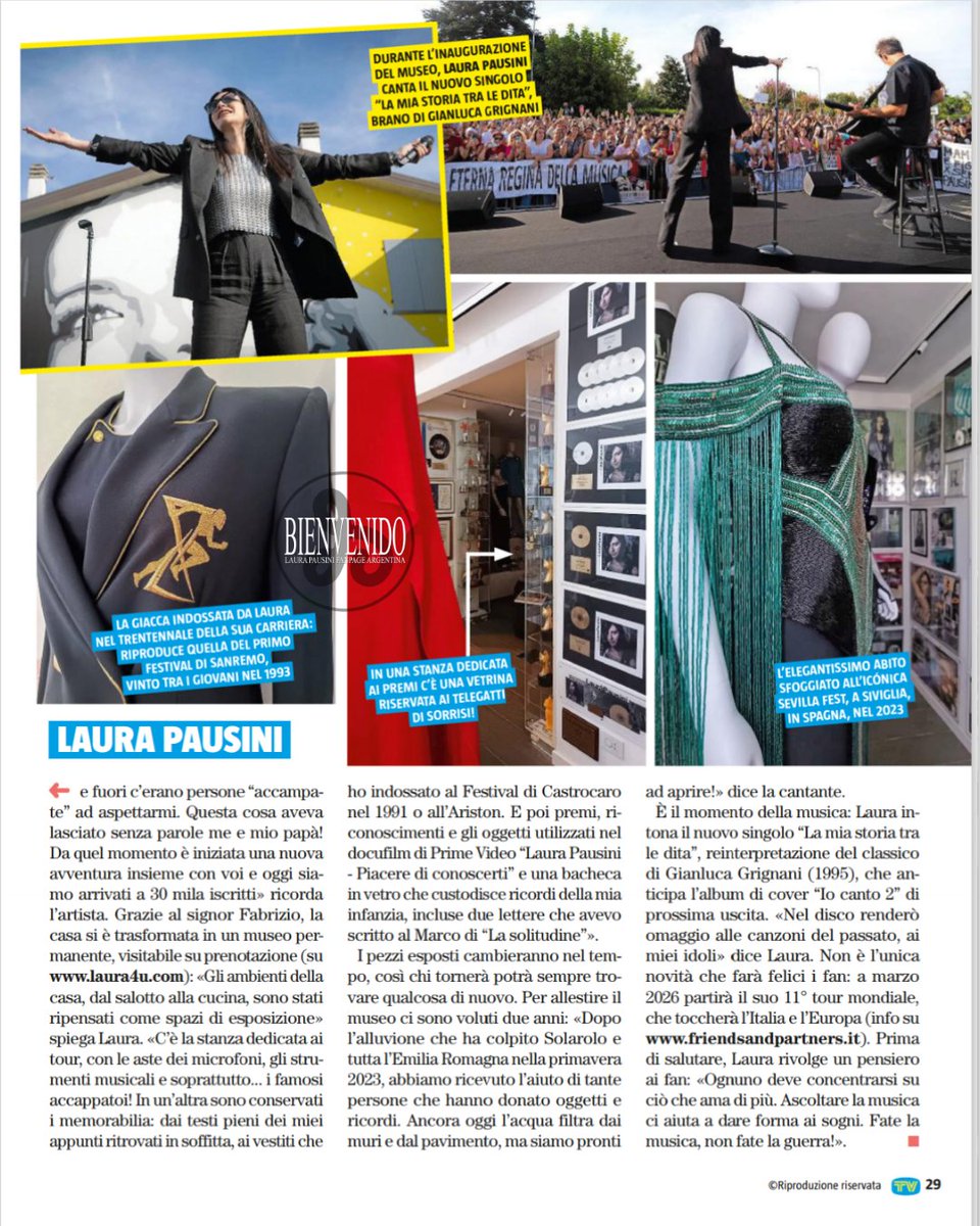 BienvenidoLPAR's tweet photo. TV SORRISI E CANZONI✨
Hoy en la revista #TVSorrisiECanzoni encontramos a #LauraPausini y la inauguración de su museo en #Solarolo 📍 https://t.co/ZhpuFVA69R