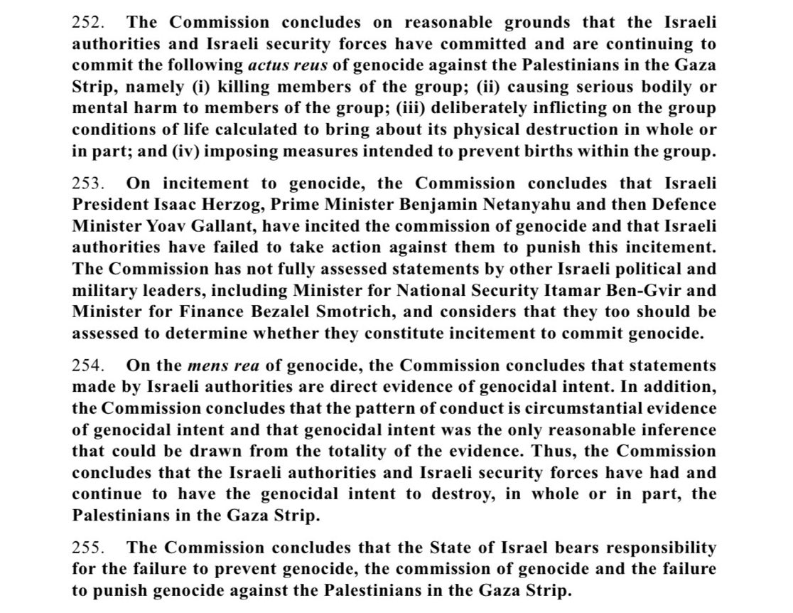 BREAKING: 🚨 The United Nations OFFICIALLY concludes Israel is committing GEN0ClDE.
 
The UN calls on nations to stop sending weapons to Israel, ensure people within their jurisdiction aren’t aiding or inciting the genocide, and hold those who are accountable.