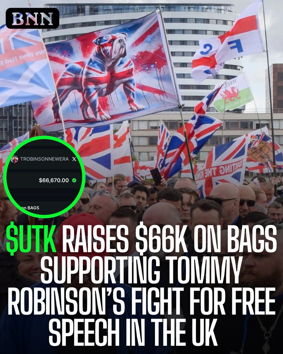 BREAKING: $UTK RAISES $66K TO HELP <a href="/TRobinsonNewEra/">Tommy Robinson 🇬🇧</a> ORGANIZE THE LARGEST FREE SPEECH FESTIVAL IN U.K. HISTORY.

COINS LAUNCHED ON <a href="/BagsApp/">BAGS</a> ARE CHANGING THE WORLD.