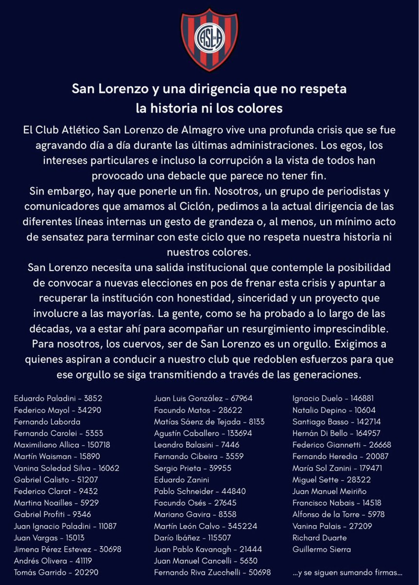 <a href="/SanLorenzo/">San Lorenzo</a> y una dirigencia que no respeta la historia ni los colores.