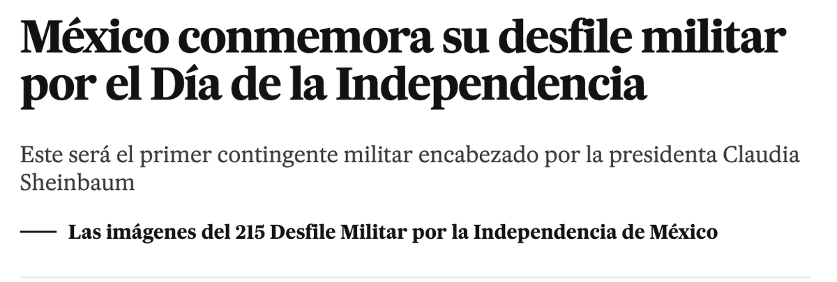 MediosJaJaJa's tweet photo. No @elpaismexico, a la primaria. México conmemora el Día de la Independencia con un desfile militar. Confundes el medio con el fin.

#15DeSeptiembre #FiestasPatrias #LosMediosMeDanRisa https://t.co/j3VTCsedEd
