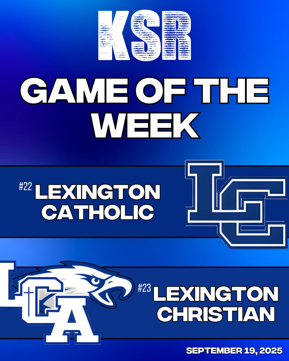 KSRonX's tweet image. The KSR Game of the Week features a pair of Lexington schools. 

No. 23 LCA will host No. 22 Lexington Catholic this Friday in the annual Holy War.

➡️ on3.com/teams/kentucky…