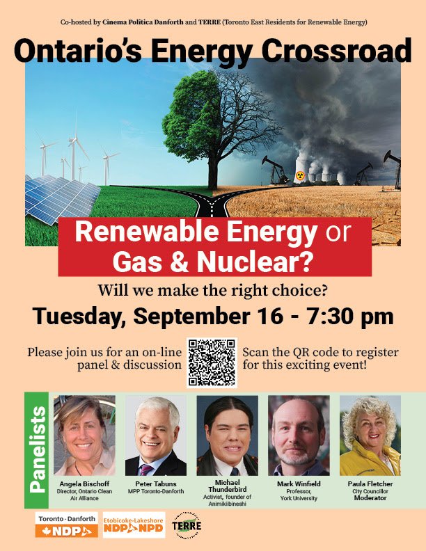 ❗️TONIGHT ❗️

Will we make the right choice for Ontario’s energy future?

Join us for an urgent and crucial online discussion at 7:30 p.m.

Register: tinyurl.com/mtjxz5dy