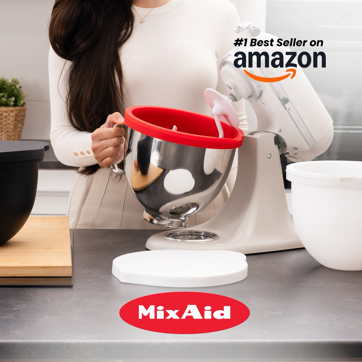 inventhelp's tweet image. Shop #MixAid, the silicone insert for your stand mixer bowl on #Amazon at the link in our bio.

Typically, most client inventions are not licensed, manufactured, or sold on Amazon. This specific client&apos;s invention is not a financial gain.