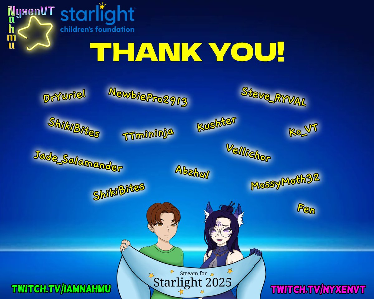 Thank you for supporting our cause to help hospitalized children!

<a href="/Twitch/">Twitch</a> <a href="/StarlightUS/">starlightUS</a> <a href="/tiltify/">Tiltify</a>
