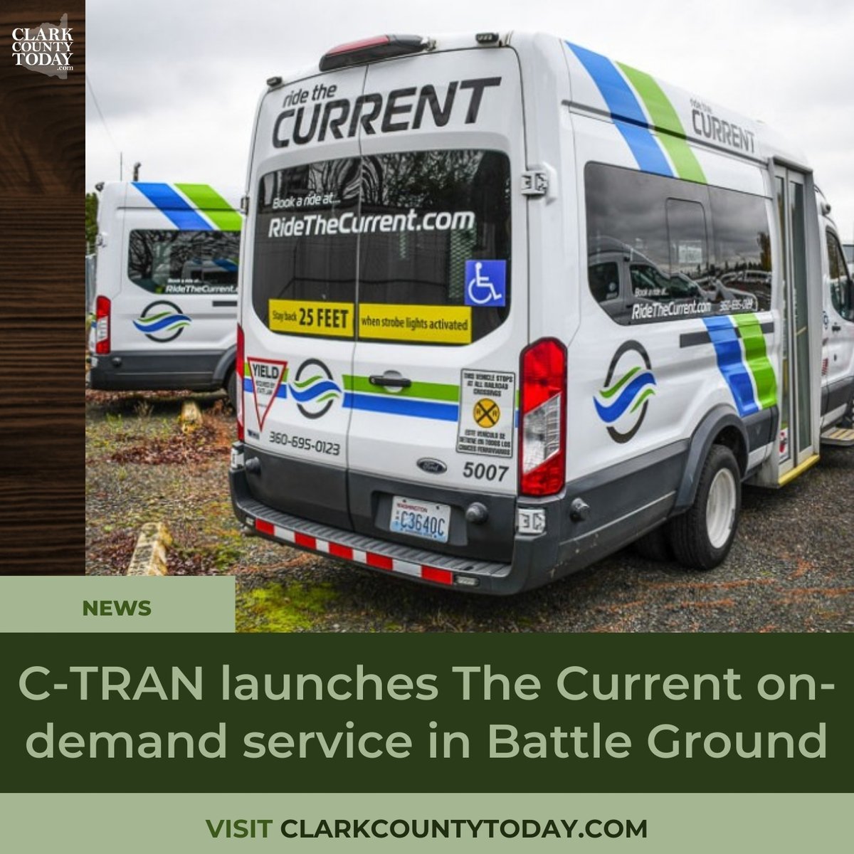 NewsFromCCT's tweet image. C-TRAN launches The Current in Battle Ground, offering seven-day on-demand rides within city limits and connections to Route 7. clarkcountytoday.com/news/c-tran-la… #BattleGround #CTRAN #TheCurrent