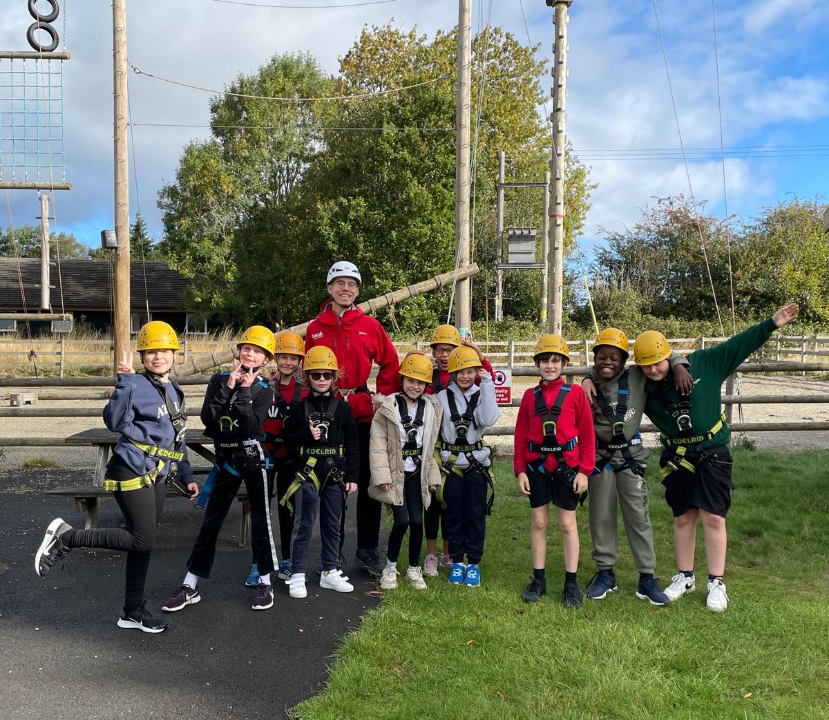 Group 3 all harnessed up and ready for the high ropes earlier today!