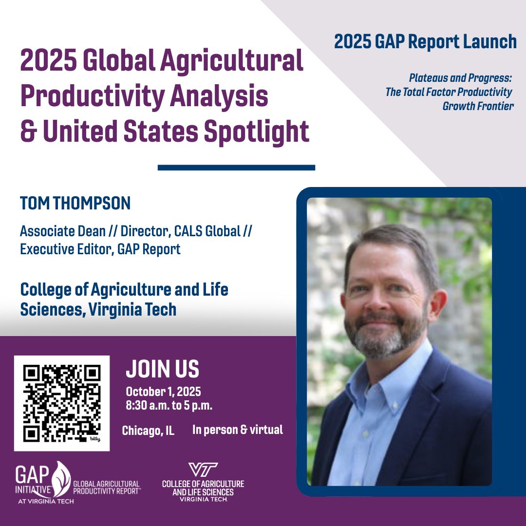 China's TFP ⬆️  1.9 percent, backed by 2x the R&amp;D funding—threatening the U.S.’s edge in global agriculture. @vtcals Tom Thompson presents #GAPReport2025 spotlight on U.S. #agproductivity. 

Join us in Chicago, IL Oct 1 learn more:  globalagriculturalproductivity.org/2025-gap-repor…
#Agriculture