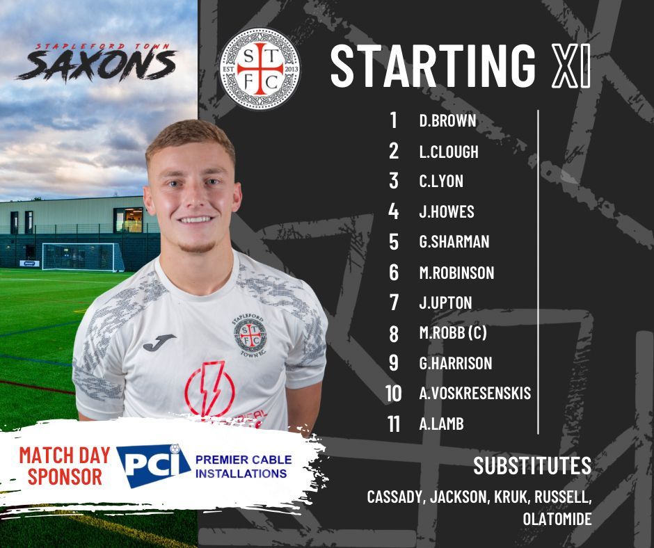 📋 Starting XI

Here’s how the Saxons line up tonight 🔴⚫️👊

#StaplefordTownFC #StartingXI #UpTheStabbo