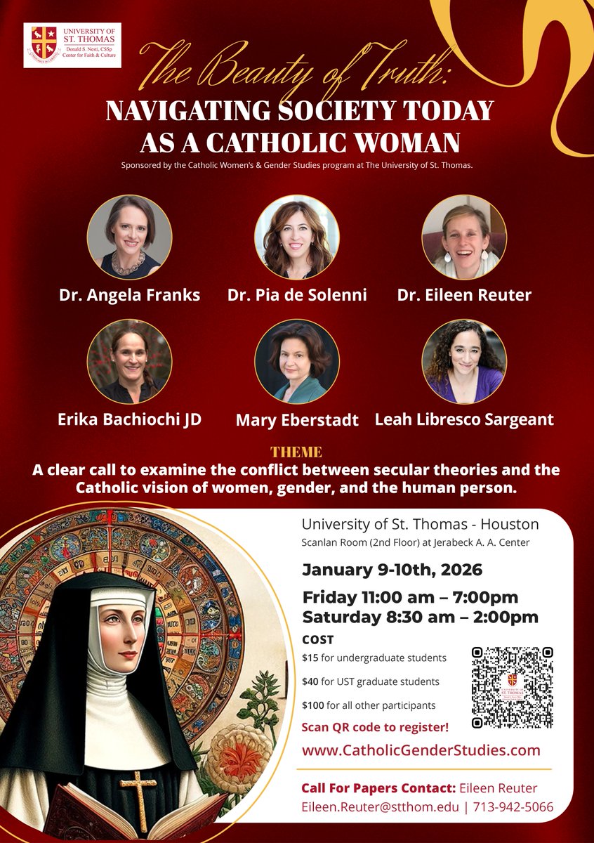 📢 Save the Date: Winter Symposium 2025

Confusion about gender &amp; the human person runs deep — but the Church offers clarity, hope &amp; truth.

🎙 Featuring Dr. Angela Franks, Erika Bachiochi, Mary Eberstadt &amp; more.

🎟 Get tickets: quikpayasp.com/stthom/commerc…

#CatholicFaith
