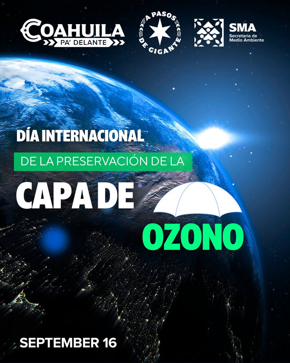 ¡Protejamos nuestra capa de ozono!
Sin ella, la vida en la Tierra estaría en riesgo. Evita químicos dañinos, cuida el planeta y sé parte del cambio. 💚🌍

#CoahuilaPaDelante #APasosDeGigante