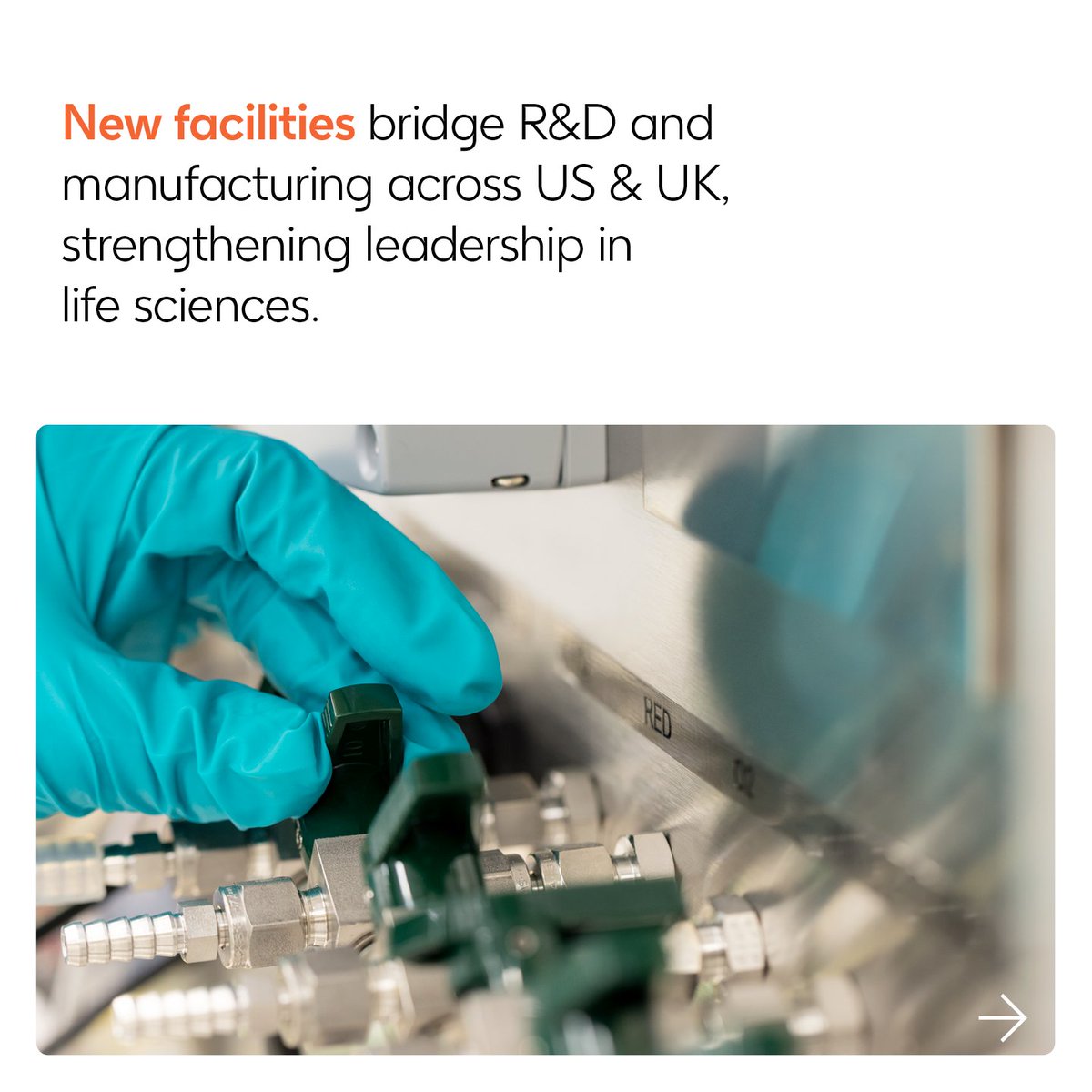 GSK's tweet photo. We are investing $30 billion in R&amp;D and manufacturing in the US over the next 5 years. The new facilities will bridge R&amp;D &amp; manufacturing across the US and UK, strengthening the two countries’ leadership in life sciences.