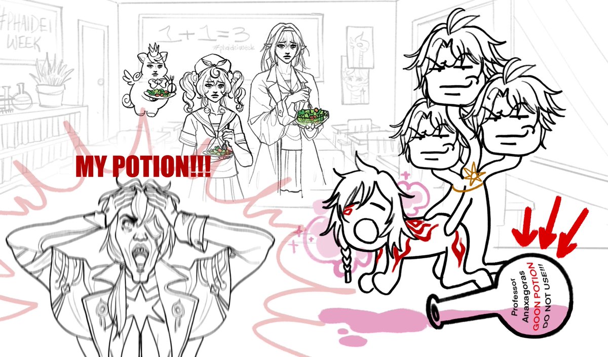 HoldenMakok420_'s tweet image. Day 4 of drawing every single phaidei week prompt at once. This is phainon as the mythological hydra jealously breeding his soulmate mydei with an aphrodisiac they found at school (it was anaxa’s)
#phaidei #phaideiweek