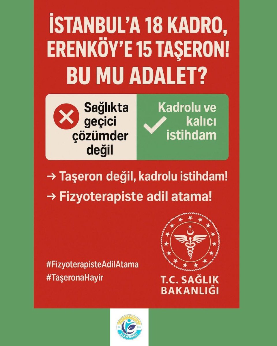 Her Platformda Mücadele Eden Fizyoterapistler (@fizyoterapist12) on Twitter photo 🔴 Sağlıkta Adalet Nerede?
Sayın Bakanım <a href="/drmemisoglu/">Prof. Dr. Kemal Memişoğlu</a>
19 bin kişilik alımda sadece 121 fizyoterapist,
18 bin kişilik alımda ise 100 civarı fizyoterapist…
🔻Oysa milyonlarca vatandaşımız; felçli, ortopedik sorunlu, solunum sıkıntısı yaşayan, yaşlı ve rehabilitasyona muhtaç 🔴 Sağlıkta Adalet Nerede?
Sayın Bakanım <a href="/drmemisoglu/">Prof. Dr. Kemal Memişoğlu</a>
19 bin kişilik alımda sadece 121 fizyoterapist,
18 bin kişilik alımda ise 100 civarı fizyoterapist…
🔻Oysa milyonlarca vatandaşımız; felçli, ortopedik sorunlu, solunum sıkıntısı yaşayan, yaşlı ve rehabilitasyona muhtaç