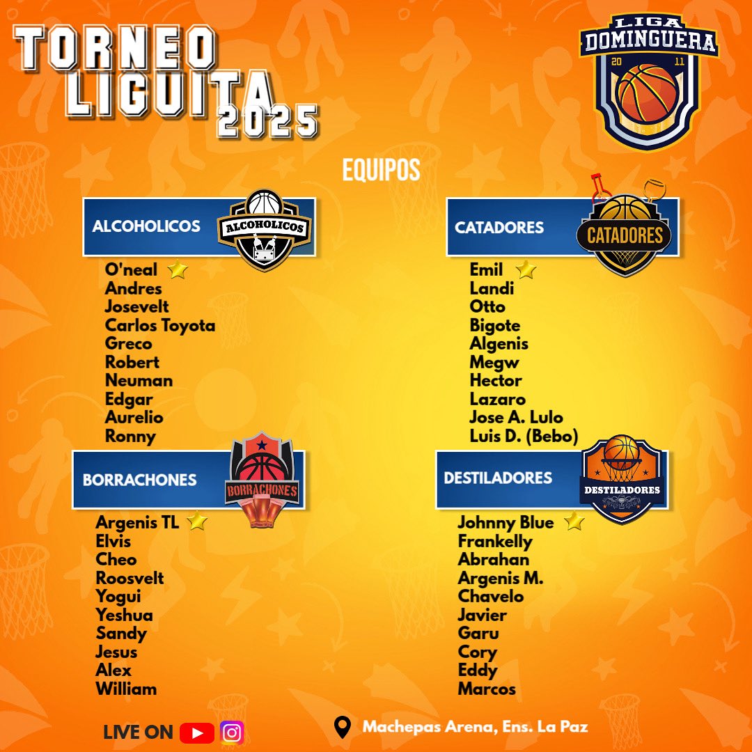 Ya los equipos del #TorneoLiguita25 están armados! 

Arrancamos el 19 de octubre… pero antes hay fogueos. 

¡Atentos!