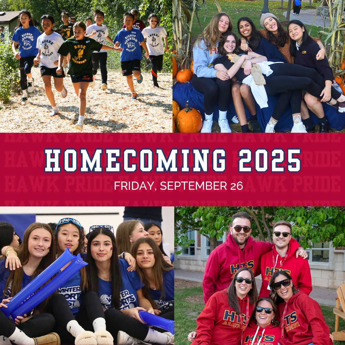 HTSAlumni's tweet image. We’re excited to announce … Homecoming 2025! 🎉

On September 26, Hawks of all generations are invited back to campus for a day filled with school spirit! 

Don’t miss this brand-new HTS tradition! 👉 Register now: hubs.ly/Q03JD41C0