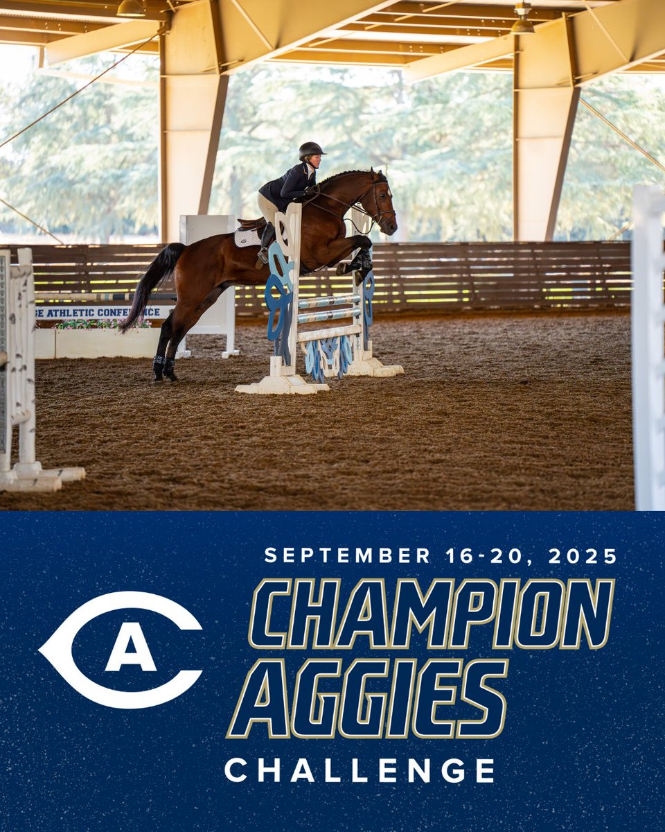 Ride with the Aggies 🐴✨

The Champion Aggies Challenge is here. Support UC Davis Equestrian and help us continue to grow opportunities for UC Davis student-athletes.

🔗 Give today: givecampus.com/schools/Univer…