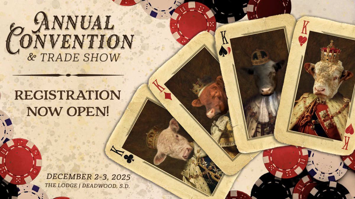 South Dakota Cattlemen's Association (@sdcattlemen) on Twitter photo ๐๐จ๐ง๐ฏ๐๐ง๐ญ๐ข๐จ๐ง & ๐๐ซ๐๐๐ ๐๐ก๐จ๐ฐ ๐๐๐ ๐ข๐ฌ๐ญ๐ซ๐๐ญ๐ข๐จ๐ง ๐ข๐ฌ ๐๐๐๐!
The Convention & Trade Show brings producers & beef industry stakeholders for education, policy discussions, & a cattle focused trade show. 
View the agenda & register โก๏ธ linktr.ee/sdcattlemen ๐๐จ๐ง๐ฏ๐๐ง๐ญ๐ข๐จ๐ง & ๐๐ซ๐๐๐ ๐๐ก๐จ๐ฐ ๐๐๐ ๐ข๐ฌ๐ญ๐ซ๐๐ญ๐ข๐จ๐ง ๐ข๐ฌ ๐๐๐๐!
The Convention & Trade Show brings producers & beef industry stakeholders for education, policy discussions, & a cattle focused trade show. 
View the agenda & register โก๏ธ linktr.ee/sdcattlemen