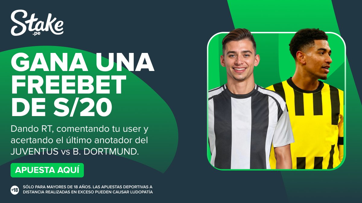 #JUVvsDOR por #ChampionsLeague 🏆

¡A nada de que comiencen las acciones de este partidazo! ⚽️

Regalaremos freebets de S/20 💸 a 3 Stakers aleatorios que den RT y acierten el último anotador del partido 🎯

Apuesta aquí: bit.ly/4n7pJoL