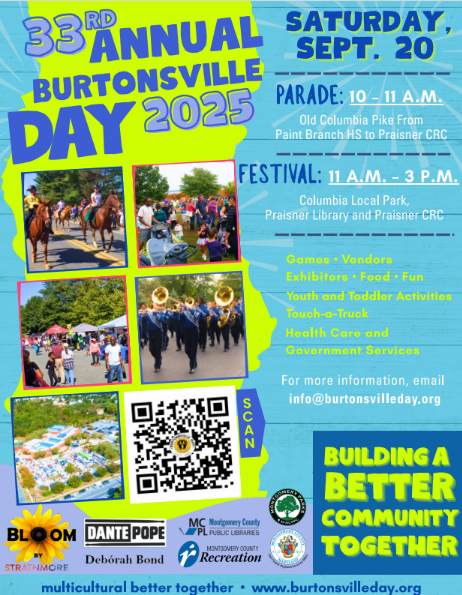 MCDOTNow's tweet photo. 🎈Burtonsville Day Celebration🎈
⛔️Road Closures⛔️
🚧Old Columbia Pike from Old Briggs Chaney Rd to the library🕰️9:30am–11:30am
🚧Perrywood Dr from Carson Dr to Old Columbia Pike🕰️9:30am–11:00am
🌟Residents are encouraged to🚶♂️🚴or take🚌
▶️https://t.co/Cb46nSCsE0 #ridetheflash https://t.co/Hmus6XM4jR