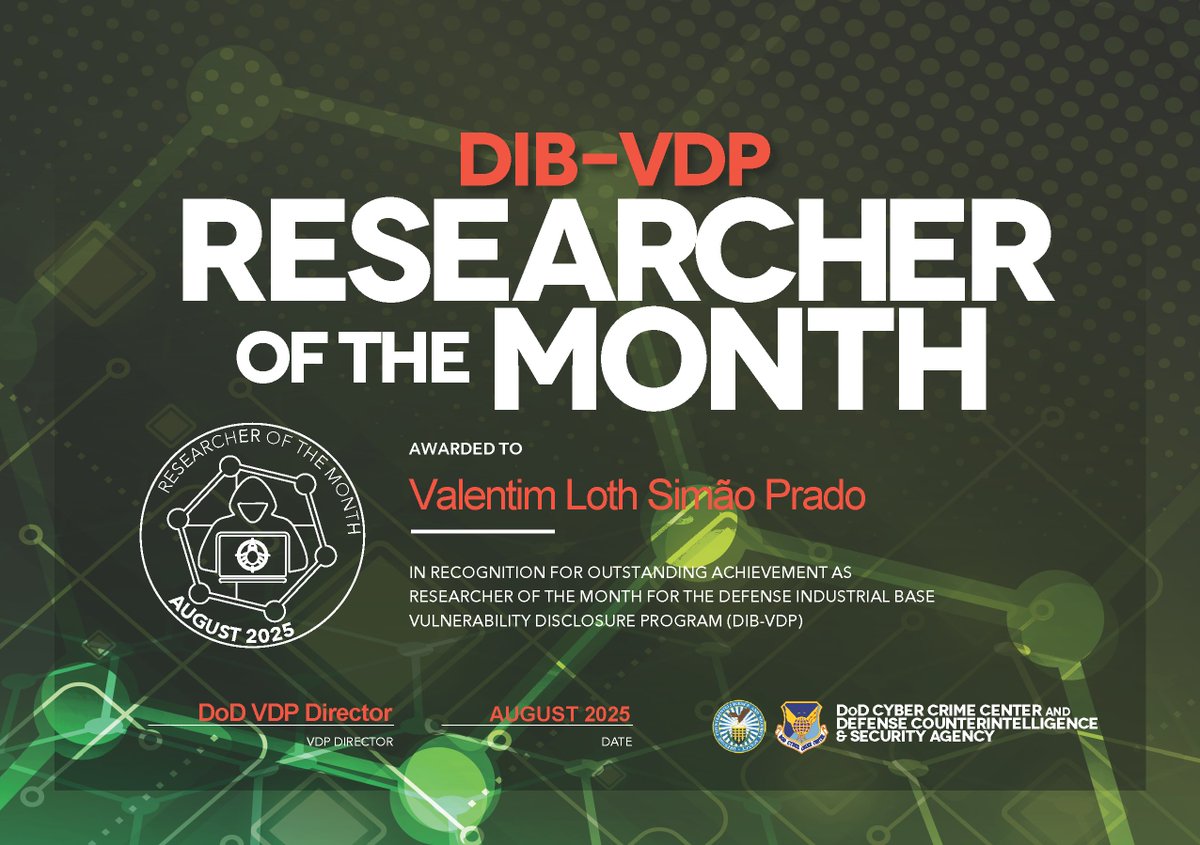 DC3VDP's tweet image. Shoutout 2 @valentim_m17823 for spotting unauthenticated request manipulation! Left unchecked, the vulnerability could enable data tampering, unauthorized actions & system disruption. Staying proactive keeps users safe. #DIBVDP #CyberSecurity #InfoSec #WebSecurity #EthicalHacking