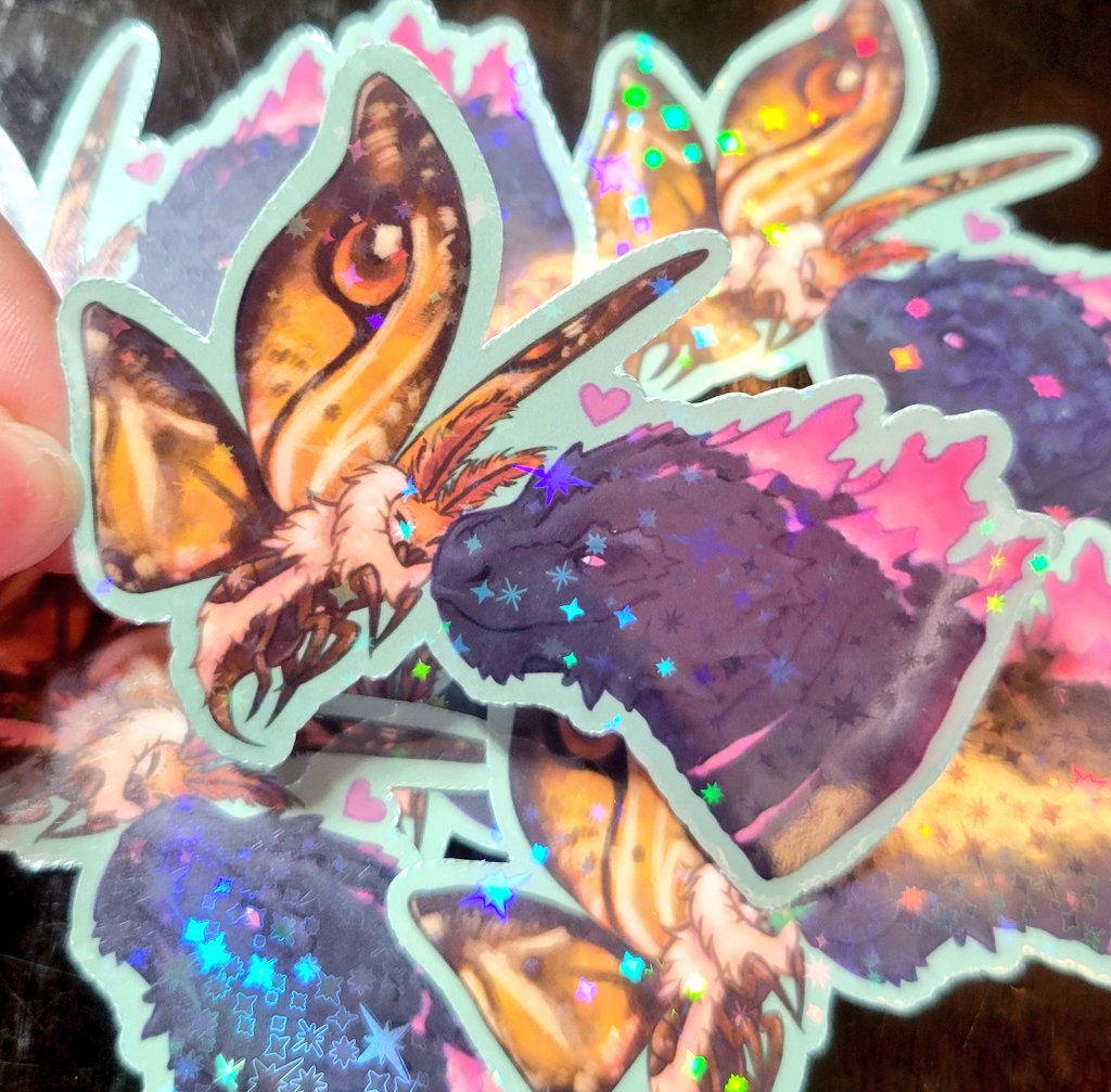 Quite a throwback, but I made some stickers from this sketch! I'll get these on my site asap. ✨️
 #mothzilla #Godzilla #Stickers
